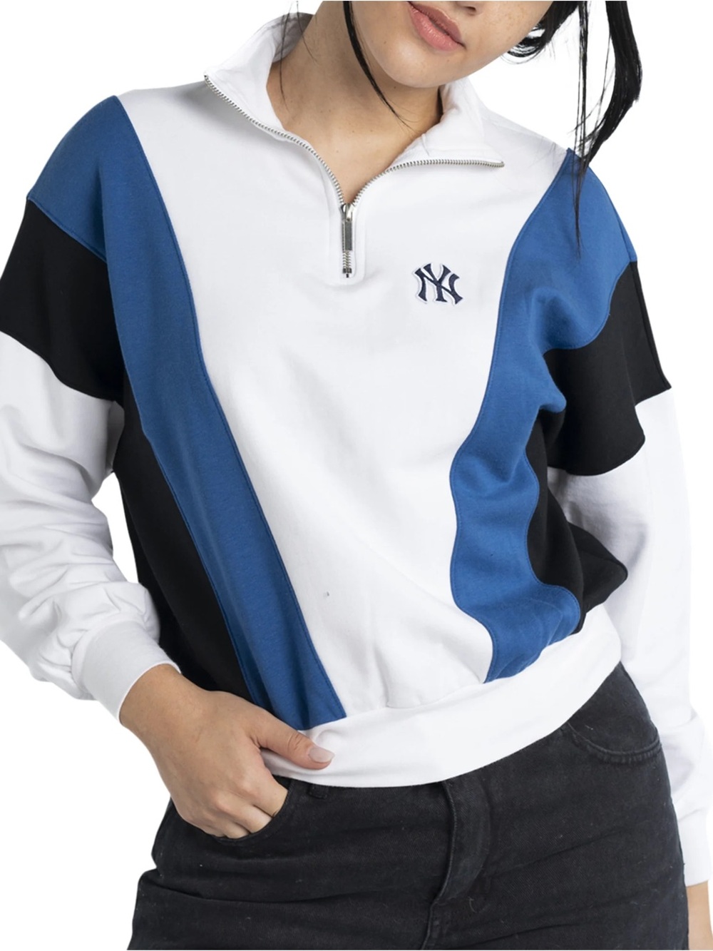 Lusso New York Yankees Blue & White Half-Zip Pullover Women’s Small